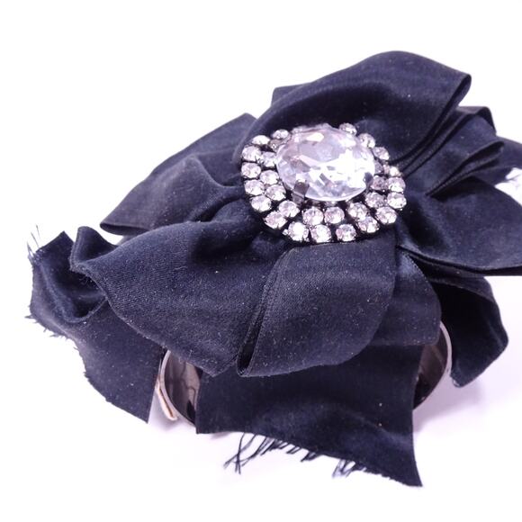 Vintage Neiman Marcus Silk Raw Edge Crystal Statement Wide Cuff Bracelet NWT 398 - Picture 10 of 10